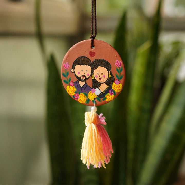Photo Personalized Hand-painted Terracotta Drinkware Set for Couples I Set of 6 + Freebie