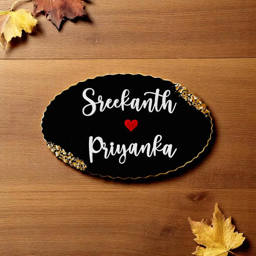 Personalized Oval Black Resin Name Plate