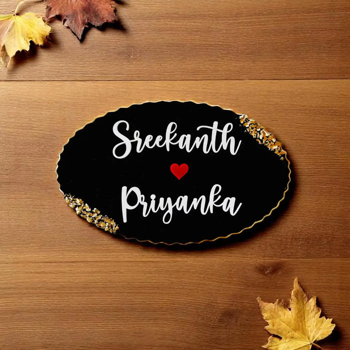 Personalized Oval Black Resin Name Plate