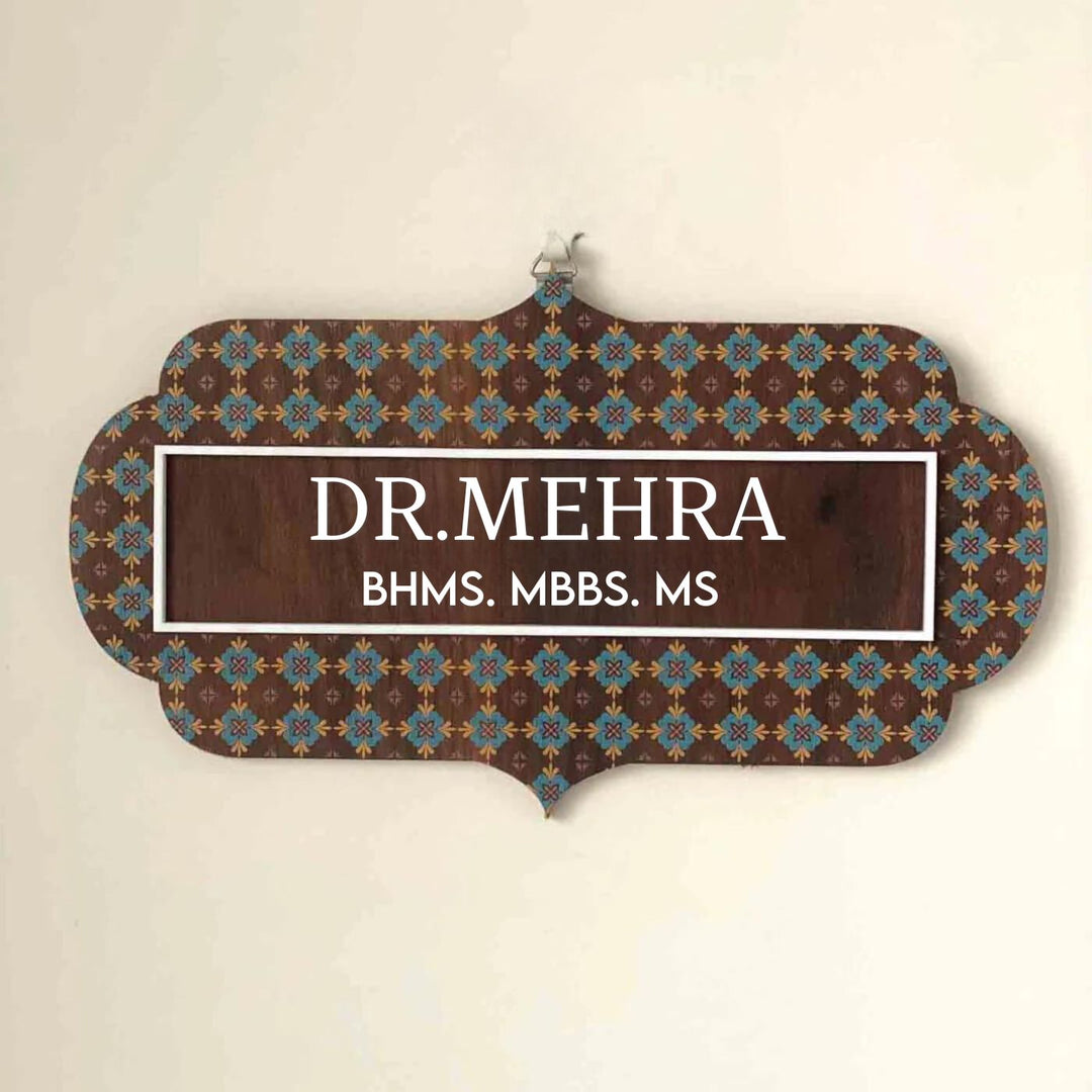 Vintage Wooden Name Plate With 3D Acrylic Letters For Doctor - Mounted on Wall with Hook