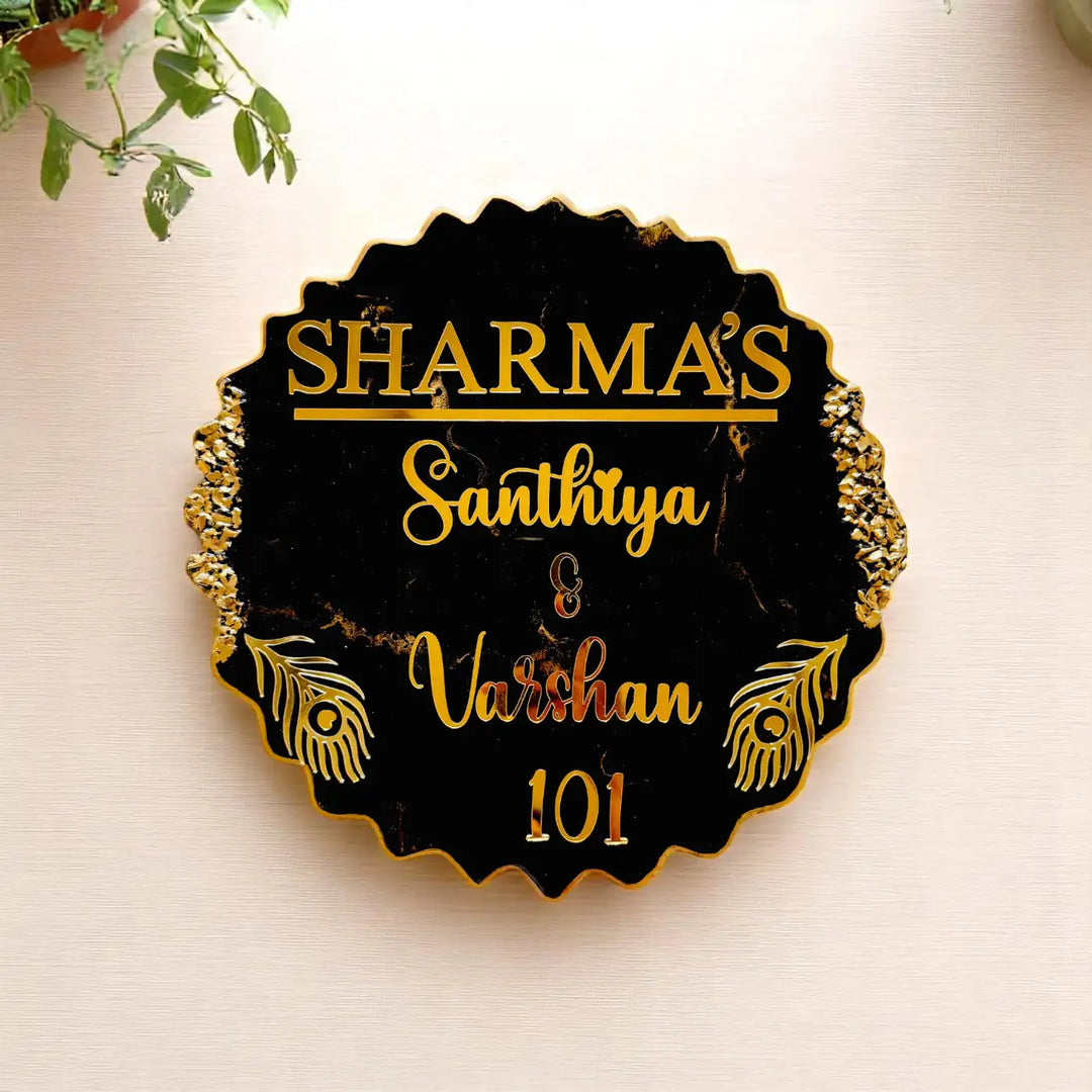 Personalized Round Black Resin Name Plate