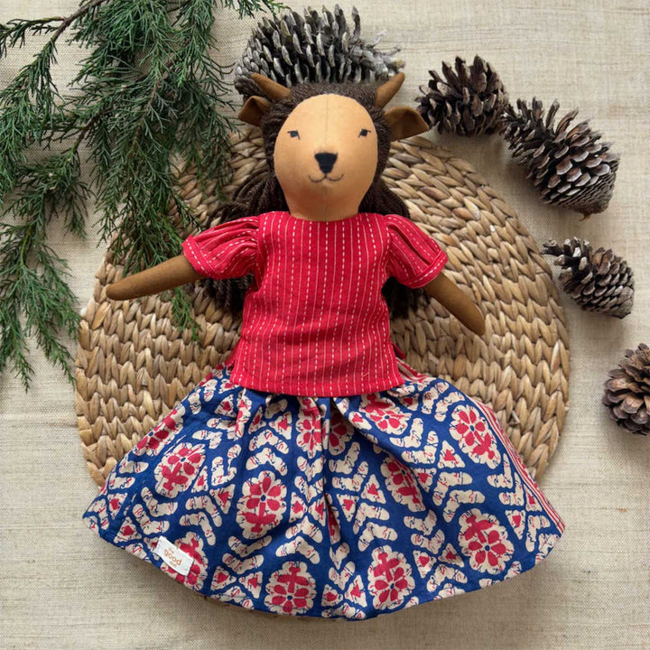 Nilah's (Cow Friend) Gauri In Classic Dress | Soft Hand-Stitched Sustainable Indian Play Doll