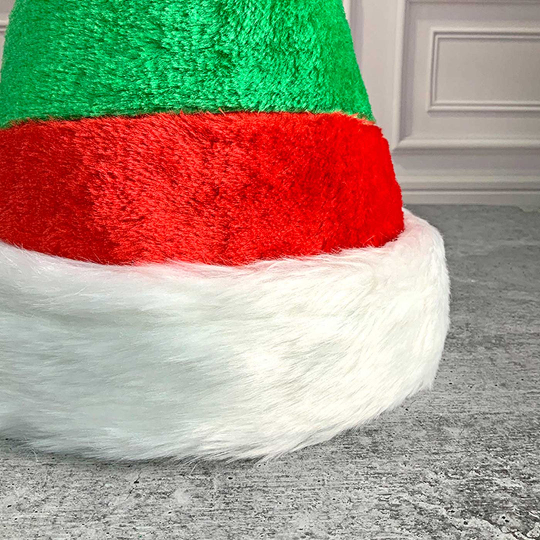 Handmade Green & Red Stripes Furry Velvet Santa Hat | Xmas Gifting Ideas