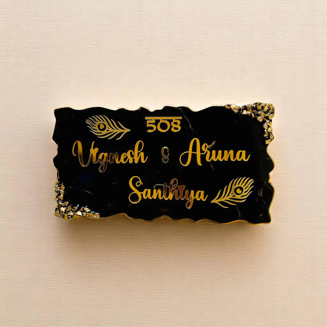 Personalized Rectangle Black Resin Name Plate