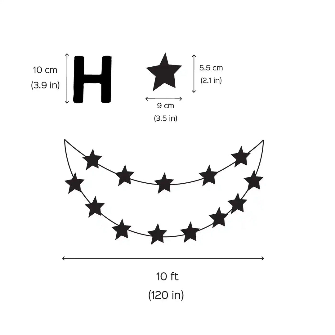 Golden Stars Theme Happy Birthday Paper Bunting