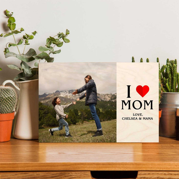 Photo Personalized I Love Mom Theme Wooden Photo Frame