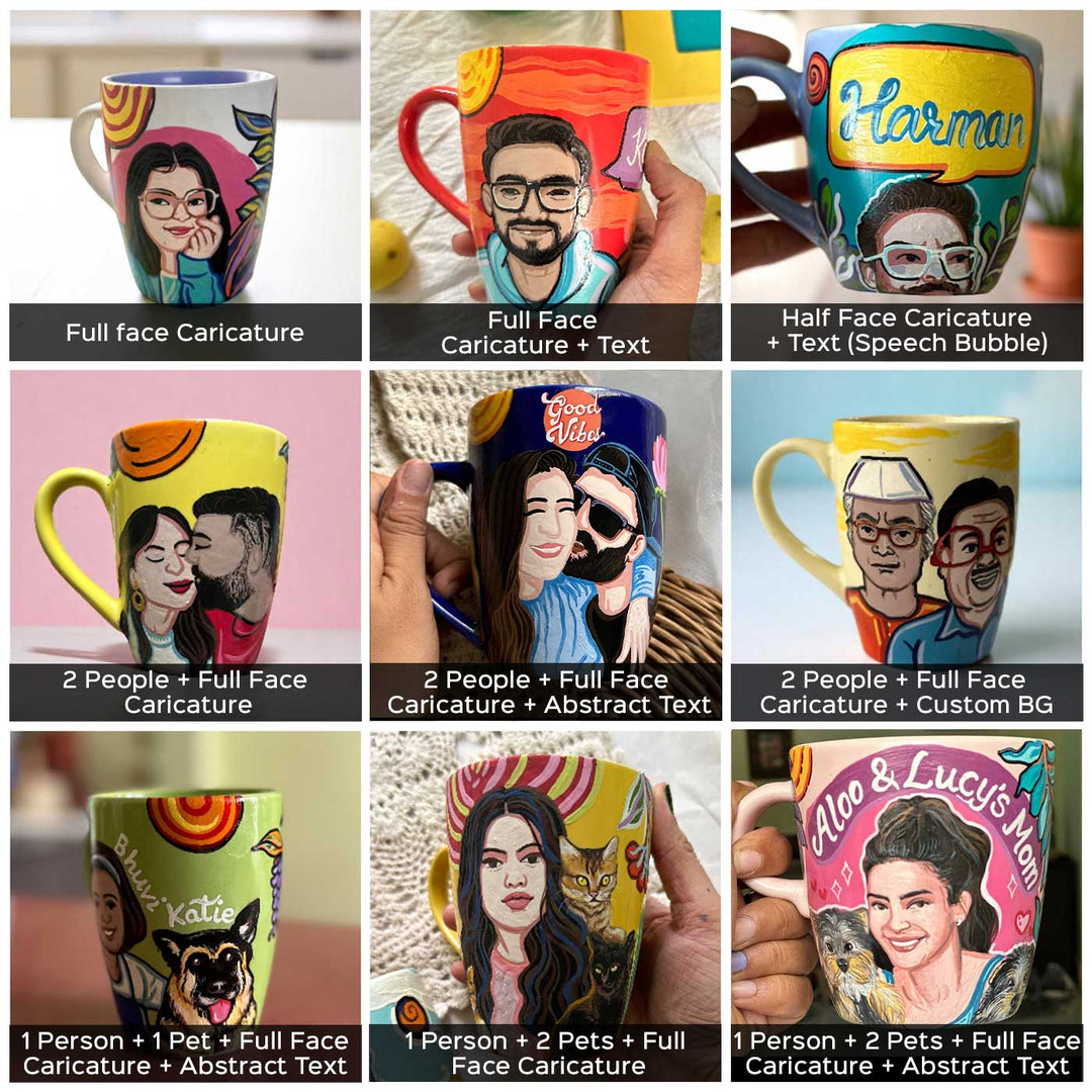 Photo Personalized Hand-Painted Pop Art Illustrated Caricature Mug | 300 ML