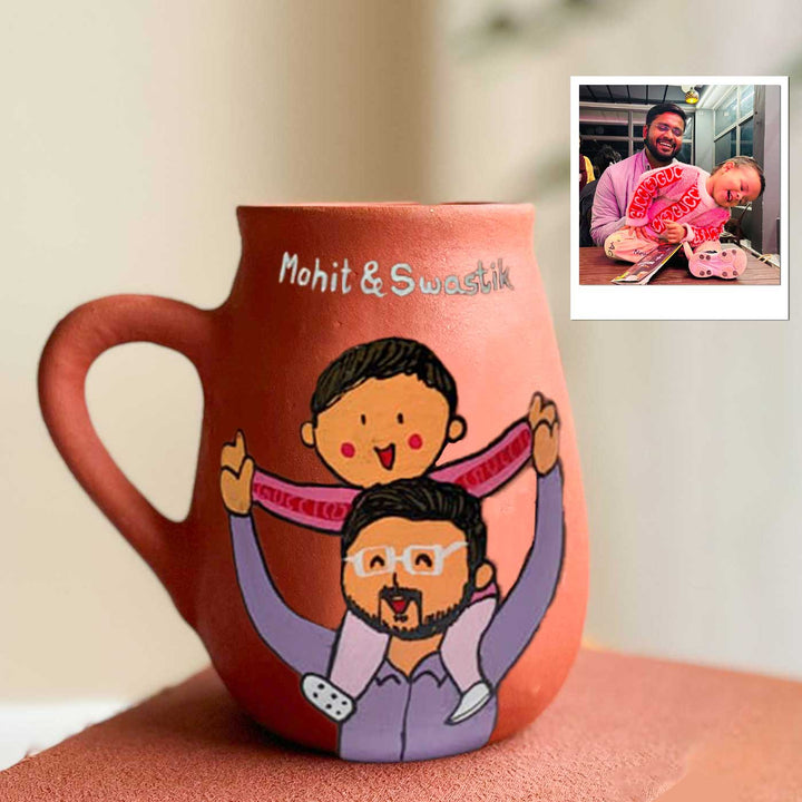 Personalised Terracotta Mugs with Photo Based Caricatures