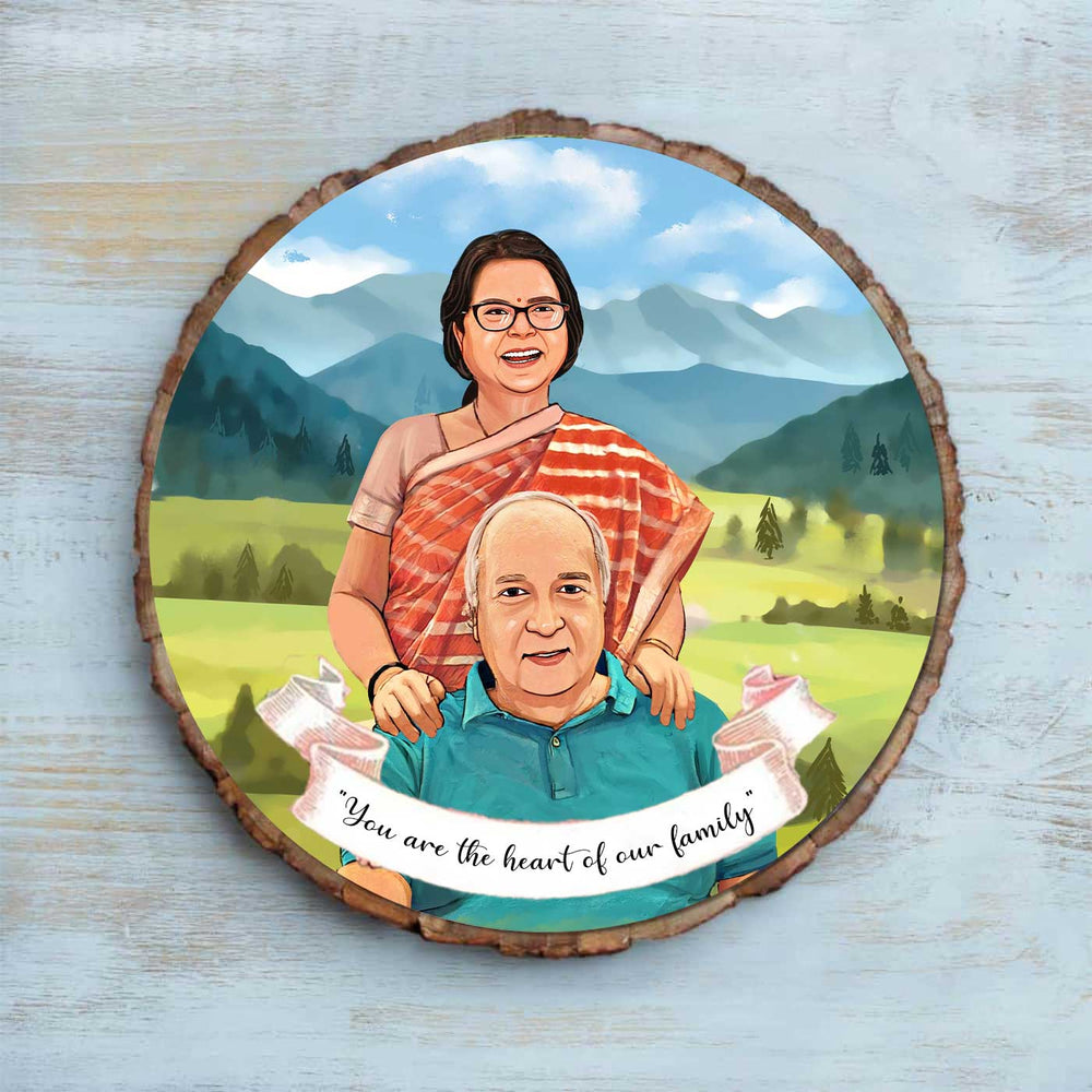 Photo Caricature Bark Nameplate With Stand Copy 6 - Front View with Personalized Illustration (2)