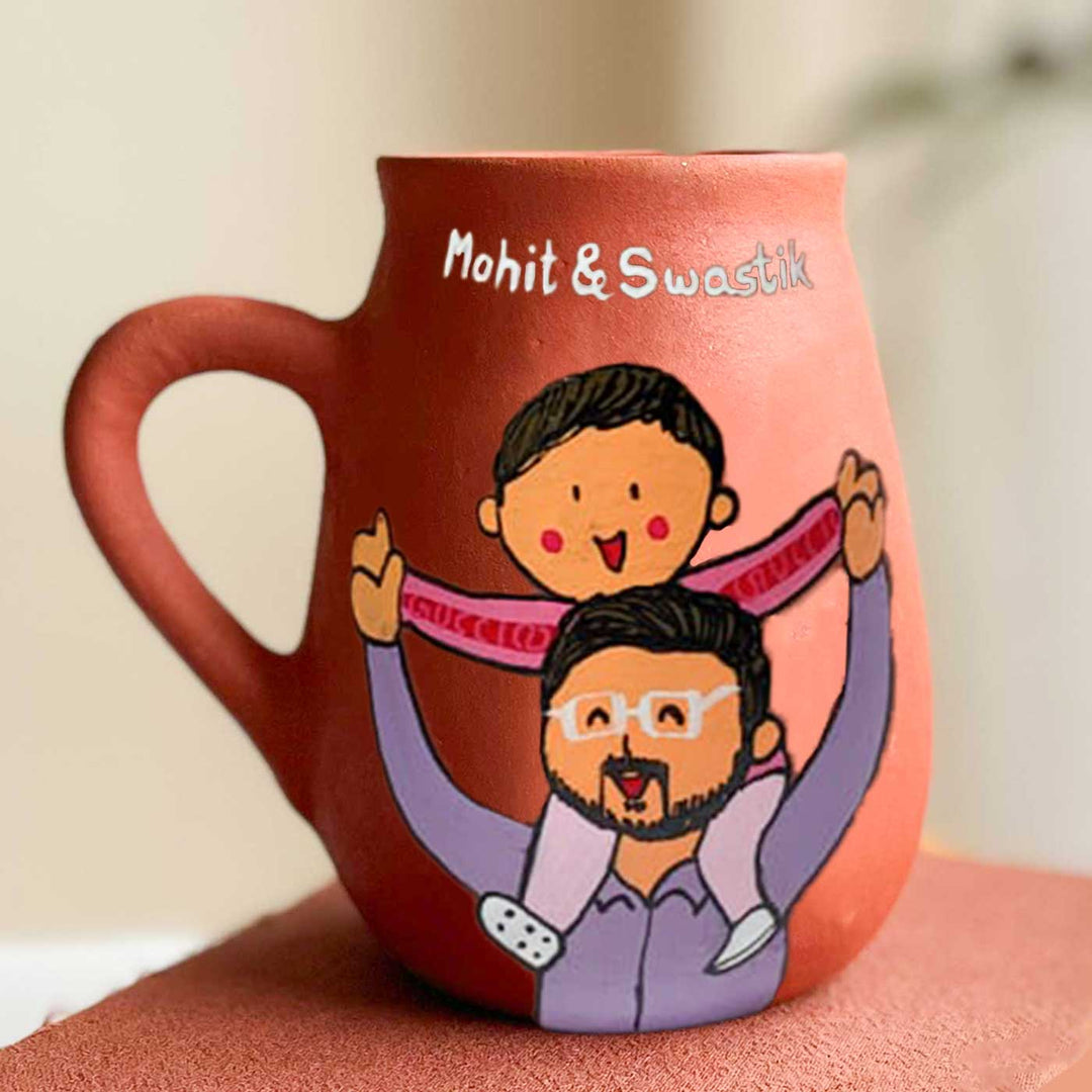 Personalised Terracotta Mugs with Photo Based Caricatures