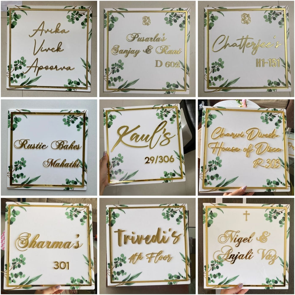 Personalised Acrylic Classy Name Plate - Name Personalization Examples on Square Plaques