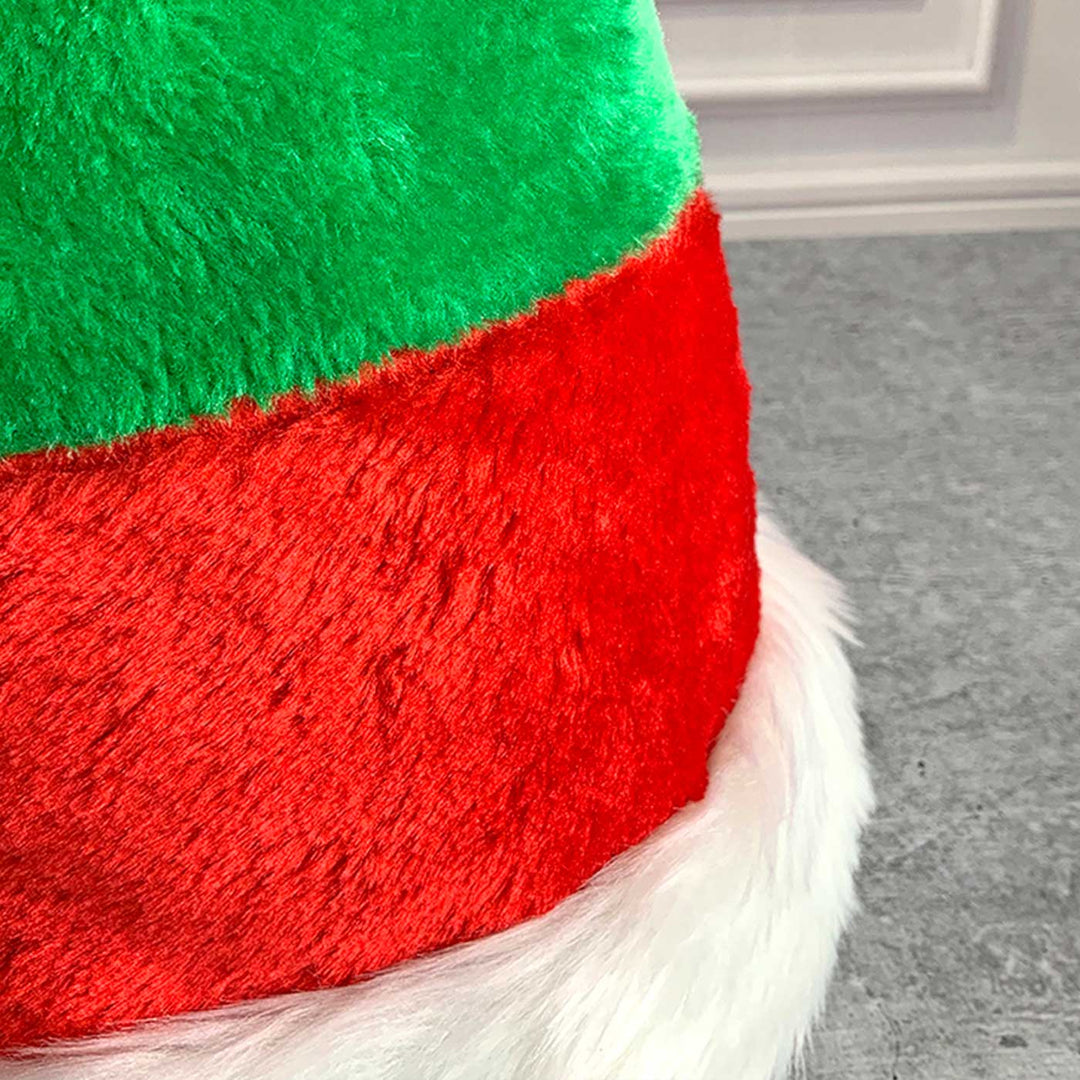 Handmade Green & Red Stripes Furry Velvet Santa Hat | Xmas Gifting Ideas