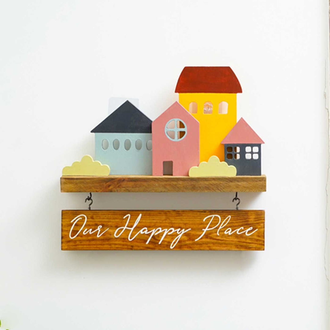 Personalized Miniature Cottage Wooden Name Plate - Mounted on Wall with Hanging Sign