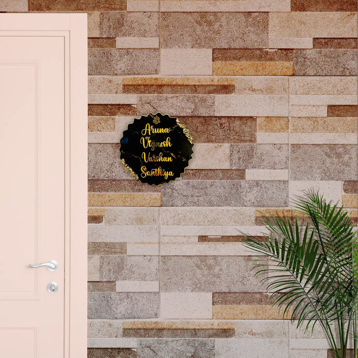 Personalized Round Black Resin Name Plate