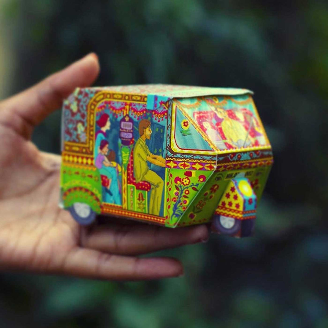 Handmade Printed Bombay Auto Rickshaw Box Paper DIY Kit