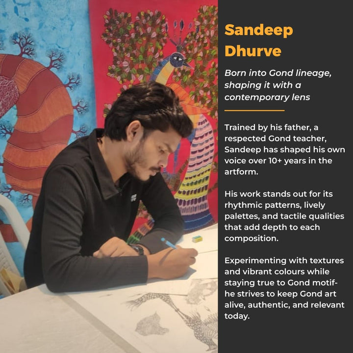 36 x 24 Inch | Sea Spirit Jellyfish | Original Hand Painted Tribal Gond Art Painting | Acrylic Paints On Canvas