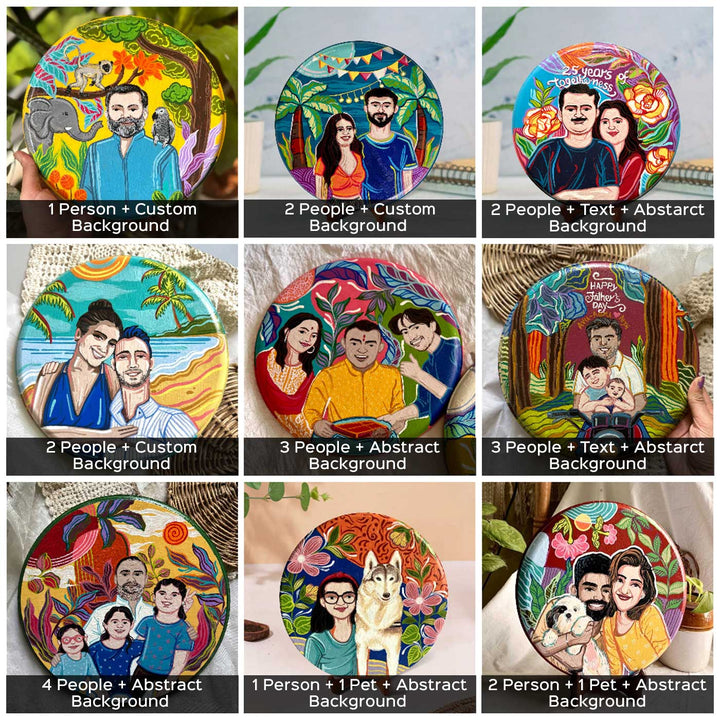 10 Inch | Photo Personalized Hand Painted Pop Art Illustrated Caricature Wall Plate With Stand