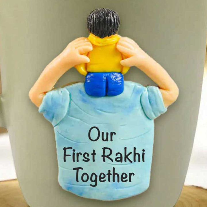 Personalized Hand-Painted Polymer Clay First Rakhi Theme Ceramic Mug