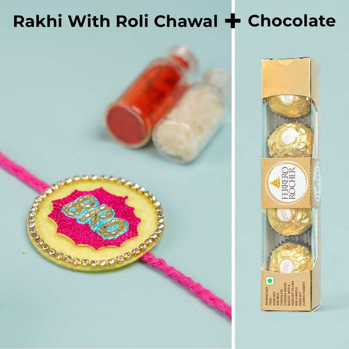 Handmade Beaded Boom Superhero Rakhi With Roli Chawal For Brother - Rakhi with Roli Chawal and Chocolate
