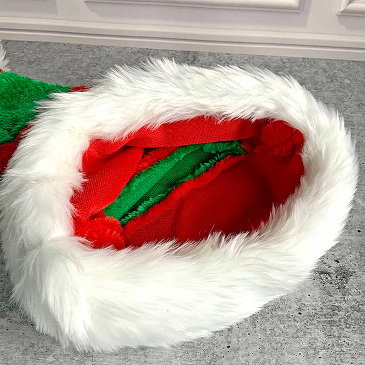 Handmade Green & Red Stripes Furry Velvet Santa Hat | Xmas Gifting Ideas