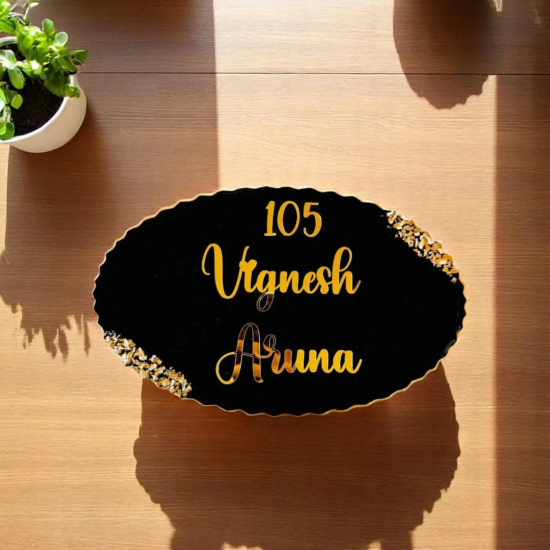 Personalized Oval Black Resin Name Plate