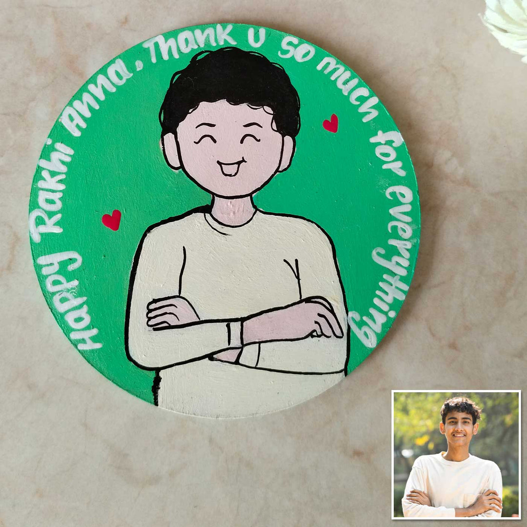 Photo Personalized Hand-Painted Brother Design Mdf Wood Fridge Magnet