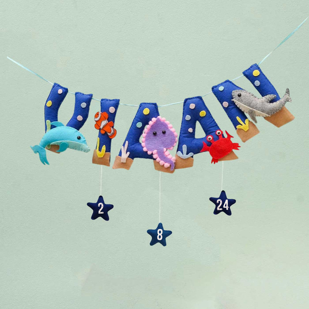 Personalized Handmade Underwater Theme Felt Bunting - Name Personalization Example Hanging Strand
