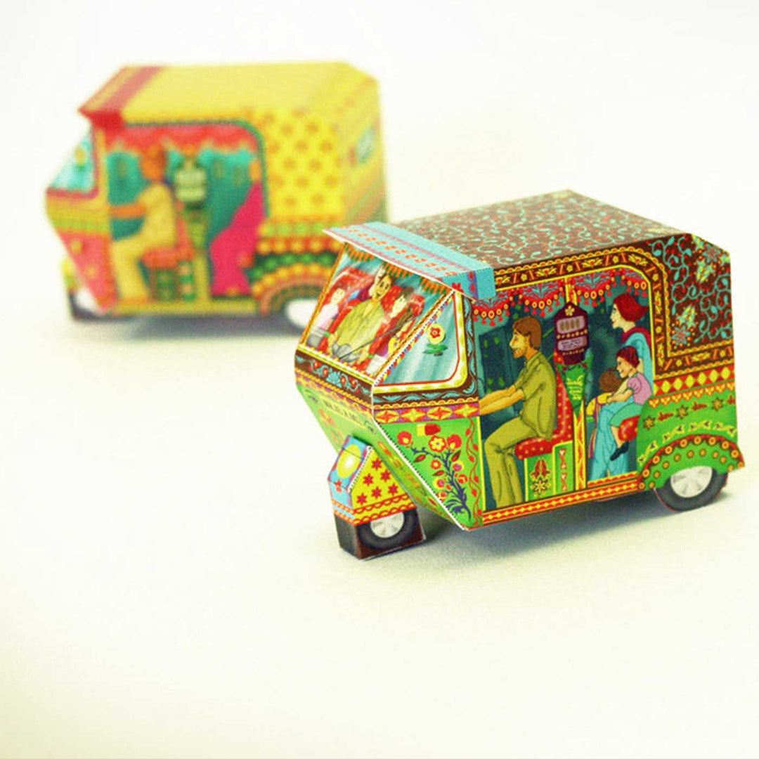 Handmade Printed Bombay Auto Rickshaw Box Paper DIY Kit