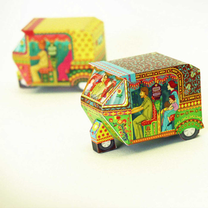Handmade Printed Bombay Auto Rickshaw Box Paper DIY Kit