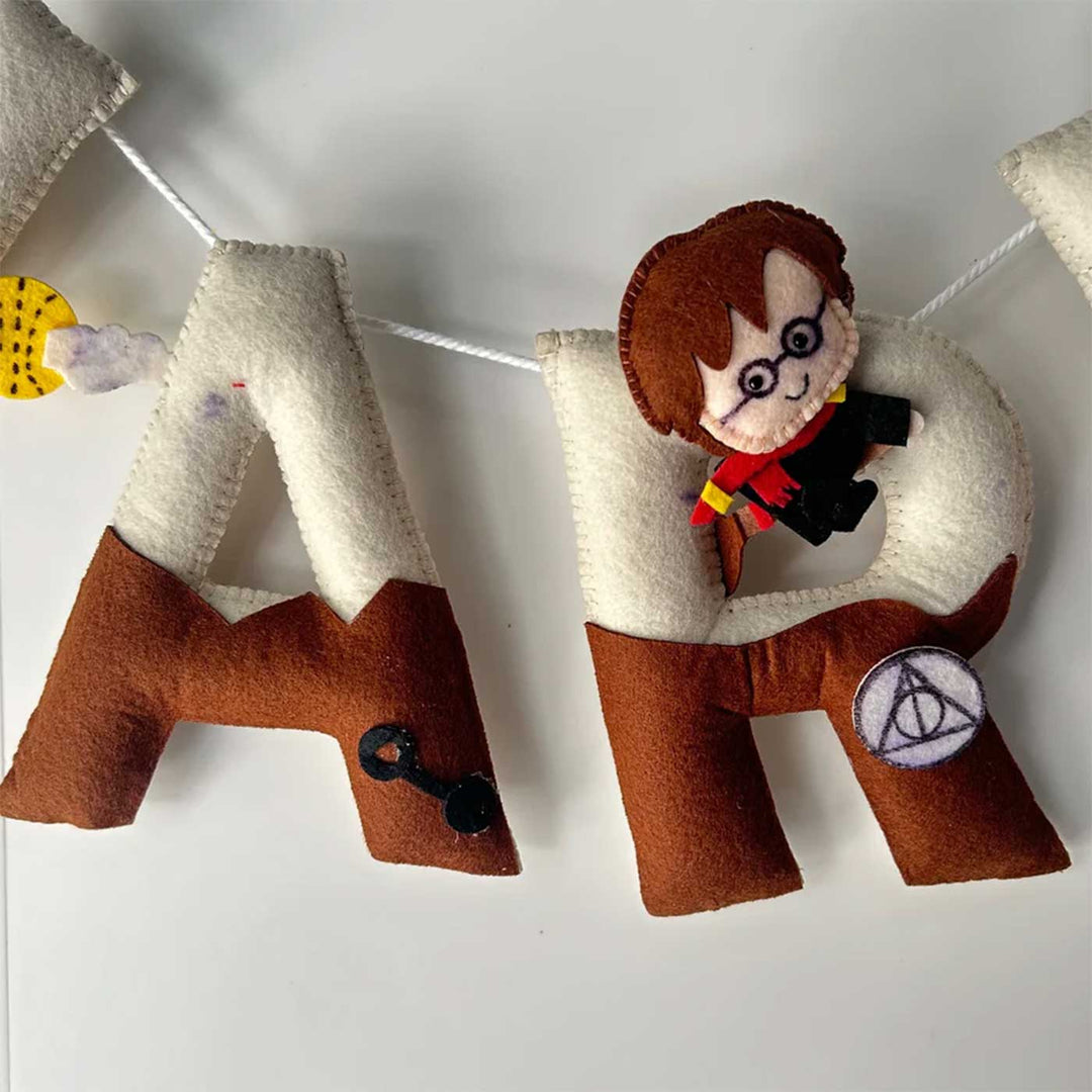 Personalized Hogwarts Hues Bunting Garland Felt Bunting Garland For Kids - Close-up of Hanging Letter Decorations