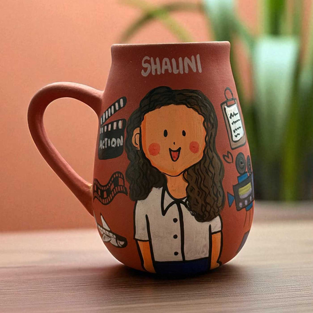 Handpainted Photo Personalized Hobby Theme Clay Mug With Doodles
