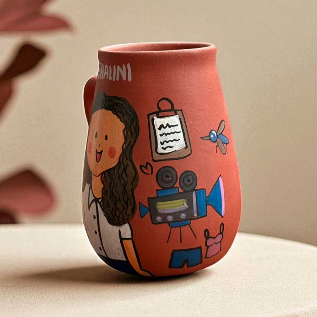 Handpainted Photo Personalized Hobby Theme Clay Mug With Doodles