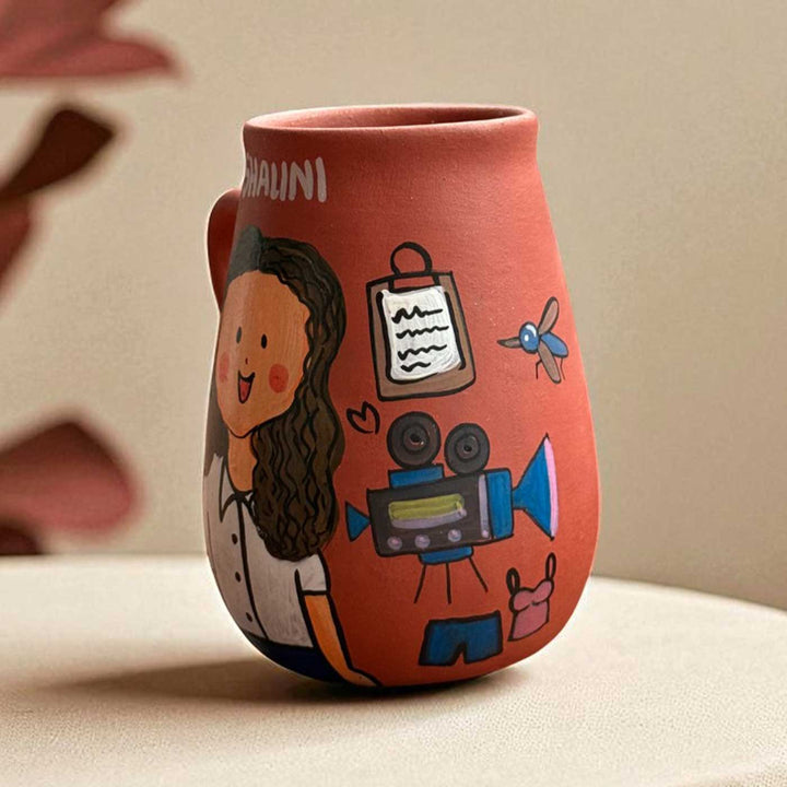 Handpainted Photo Personalized Hobby Theme Clay Mug With Doodles