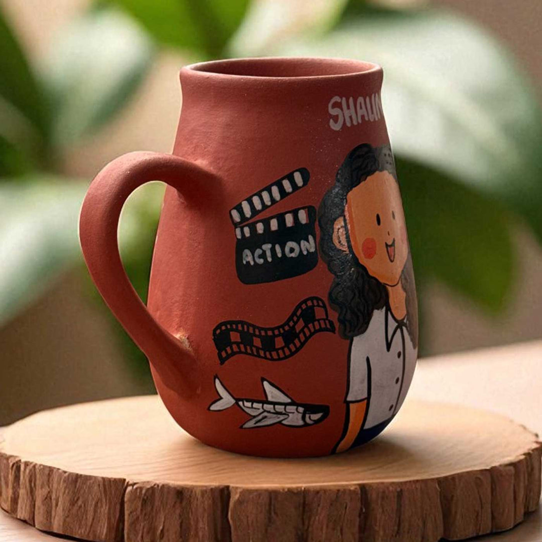 Handpainted Photo Personalized Hobby Theme Clay Mug With Doodles