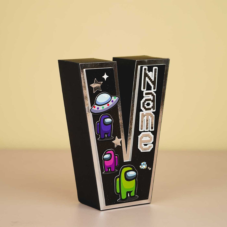Personalized Printed Among Us 3D Cardstock Monogram For Kids - Front View with Name Personalization