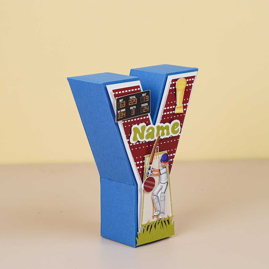 Personalized Printed Cricket 3D Cardstock Monogram For Kids - Angled Front View Showing Depth
