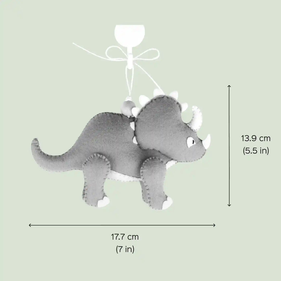 Handmade Triceratops Dinosaur Felt Hanging For Kids
