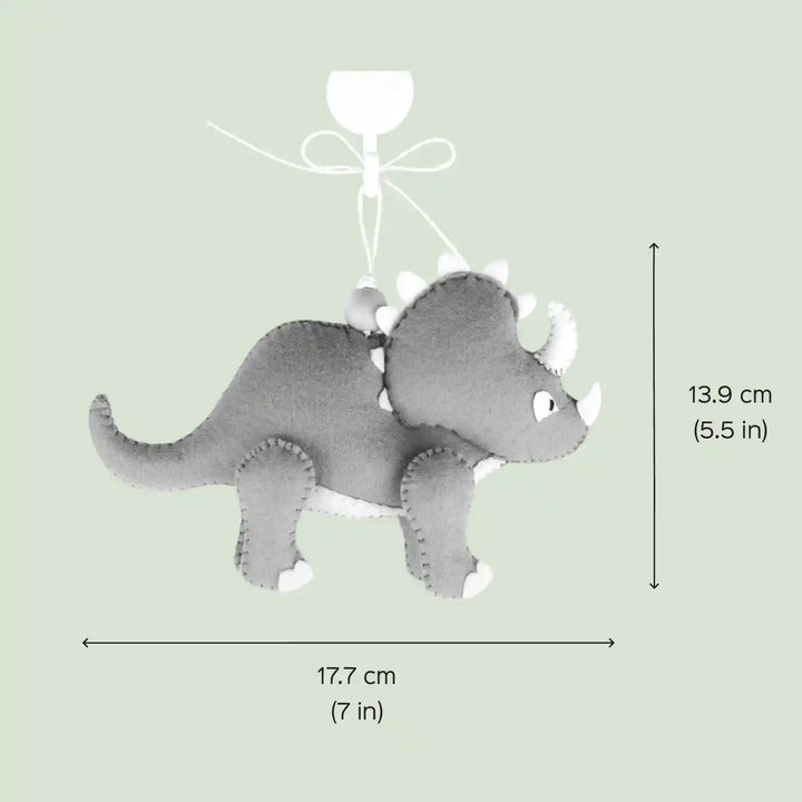 Handmade Triceratops Dinosaur Felt Hanging For Kids