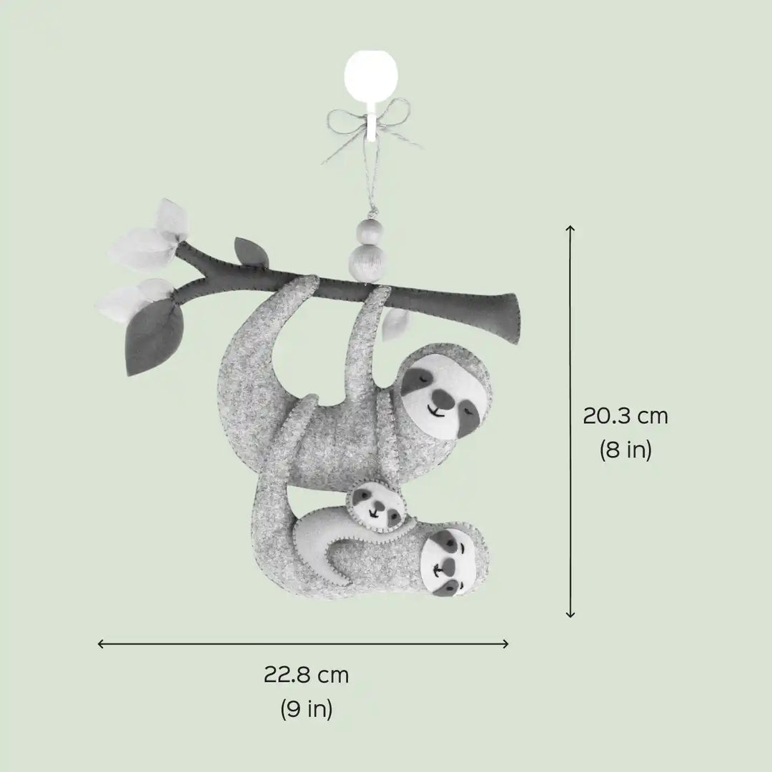 Handmade Sloth Family Felt Hanging For Kids