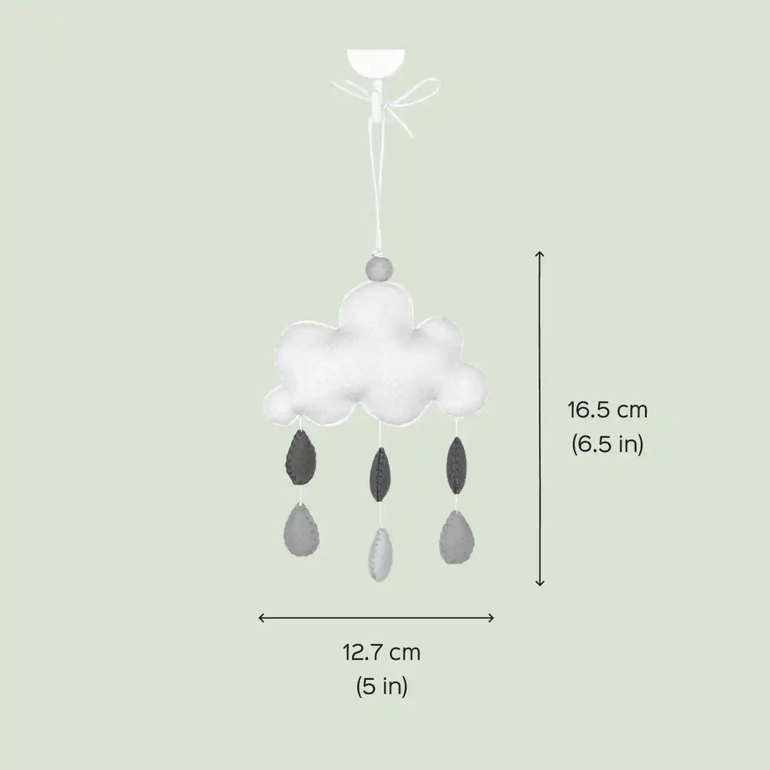 Handmade Pink Rain Cloud Felt Hanging For Kids