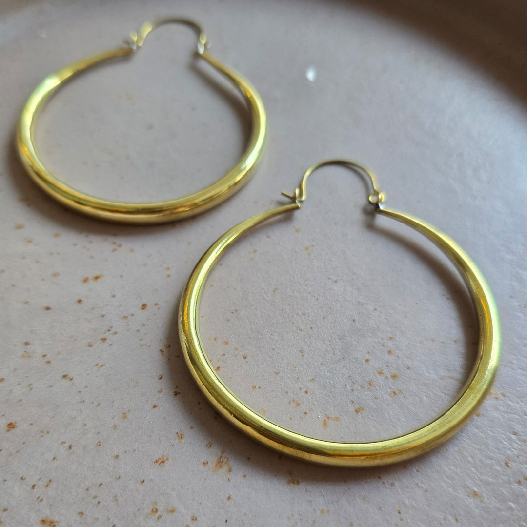 Handmade Aadhira Hoops Brass Earrings