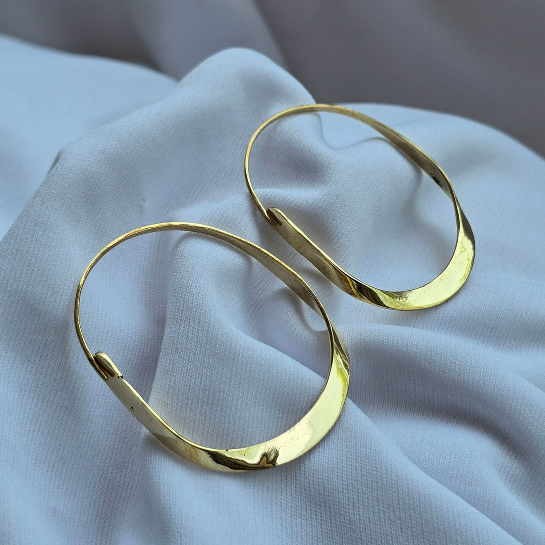 Handmade Abigail Hoops Brass Earrings