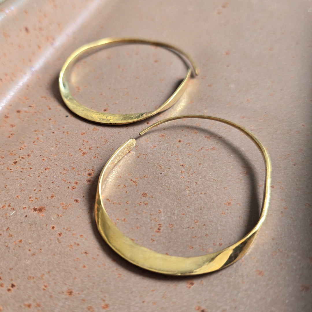 Handmade Abigail Hoops Brass Earrings