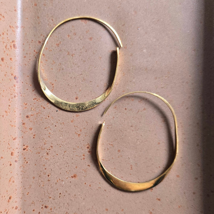 Handmade Abigail Hoops Brass Earrings