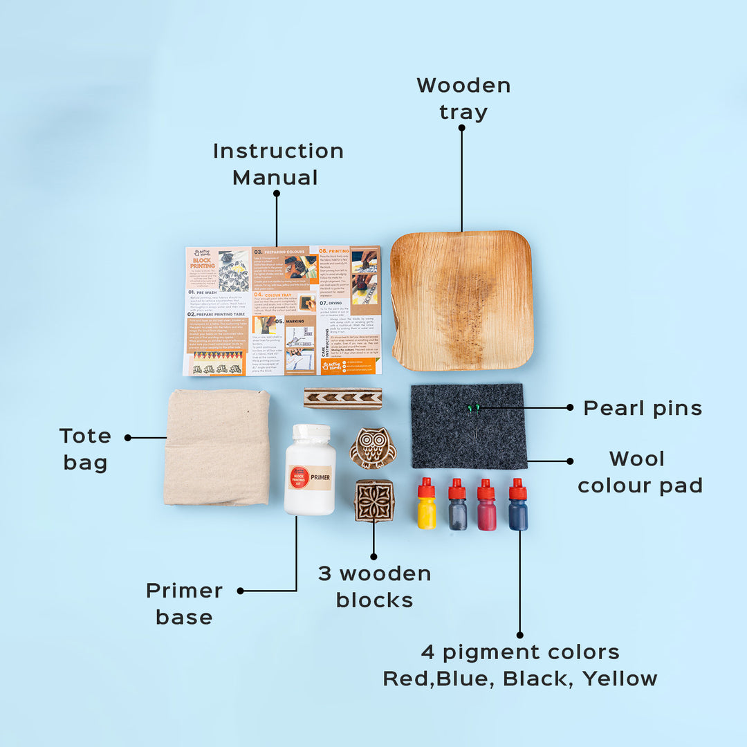 Artsy Block Printing DIY Kit with Tote Bag