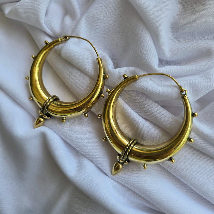 Handmade Aditi Hoops Large Brass Earrings