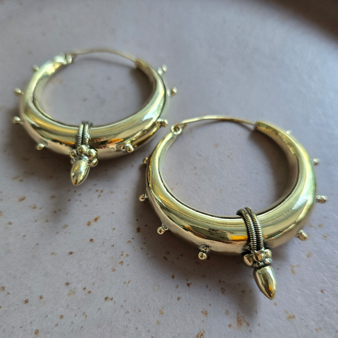 Handmade Aditi Hoops Large Brass Earrings
