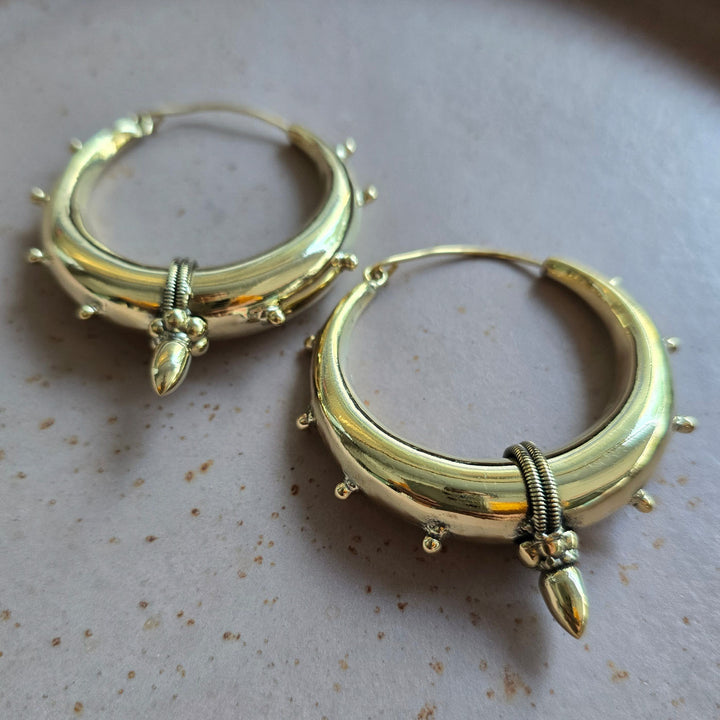 Handmade Aditi Hoops Large Brass Earrings