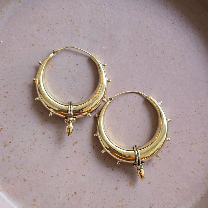 Handmade Aditi Hoops Large Brass Earrings