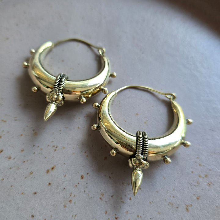 Handmade Aditi Hoops Medium Brass Earrings